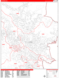 San Rafael Wall Map Zip Code Red Line Style 2026
